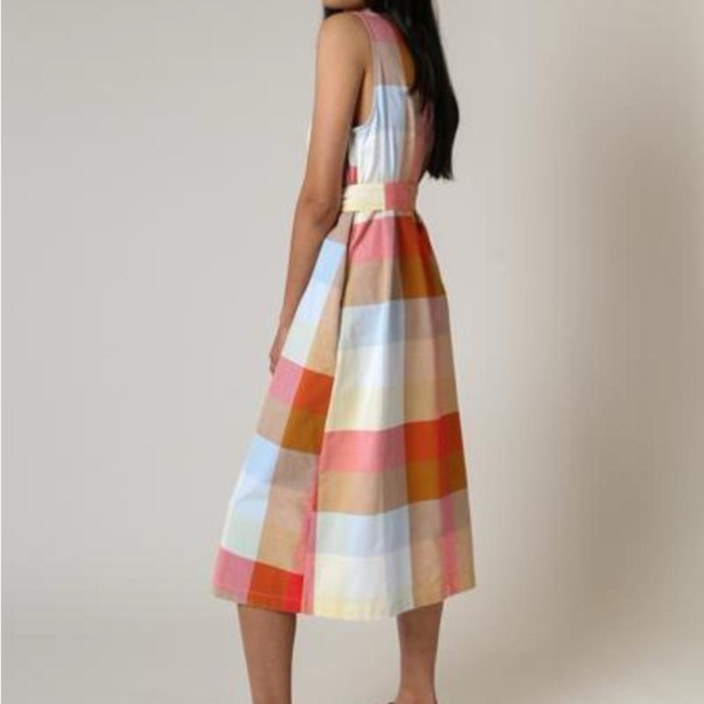 Rachel Antonoff Pastel Picnic Blanket Charlotte Checkered Midi Dress - Picture 3 of 6